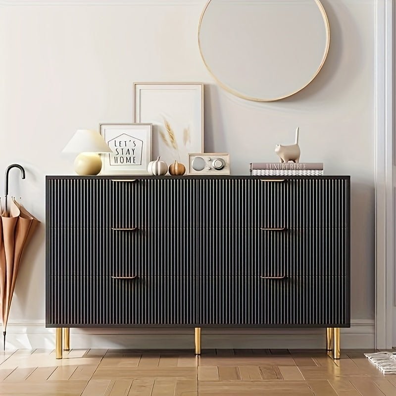 Fluted 6-Drawer Modern Dresser with Gold Handles Fluted 6-Drawer Modern Dresser with Gold Handles