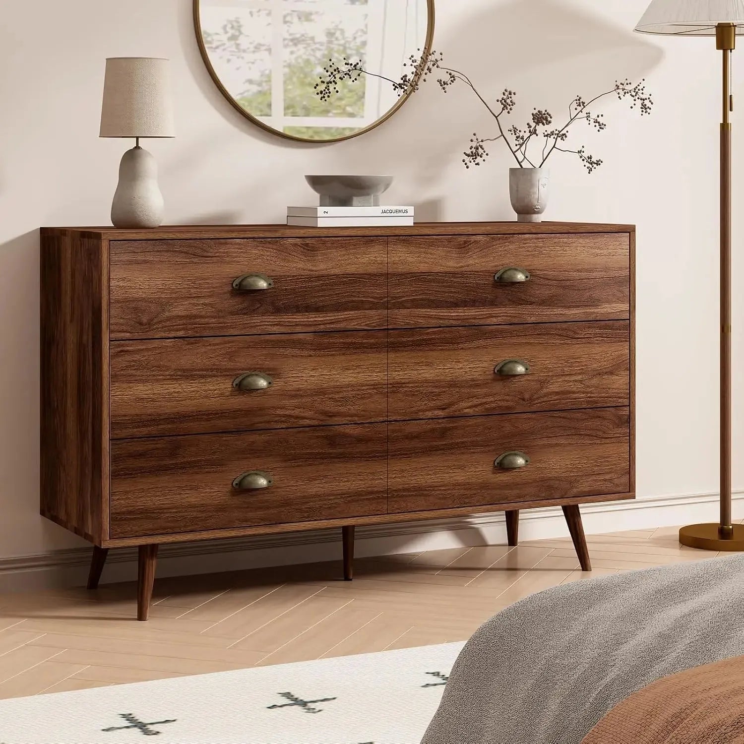 Brown 6 Drawer Dresser-Berkana Home | Walnut Brown Dresser Brown 6 Drawer Dresser-Berkana Home | Walnut Brown Dresser