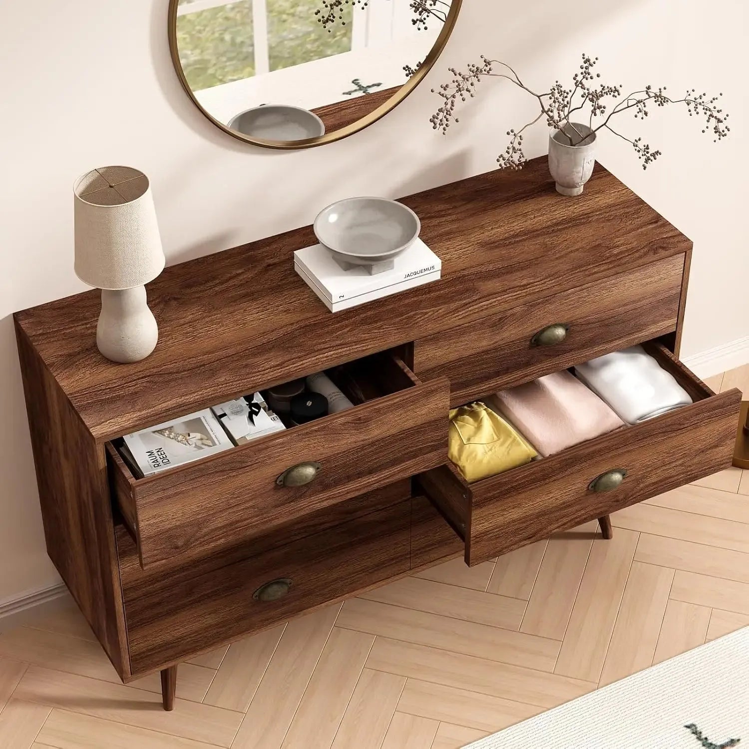 Brown 6 Drawer Dresser-Berkana Home | Walnut Brown Dresser Brown 6 Drawer Dresser-Berkana Home | Walnut Brown Dresser
