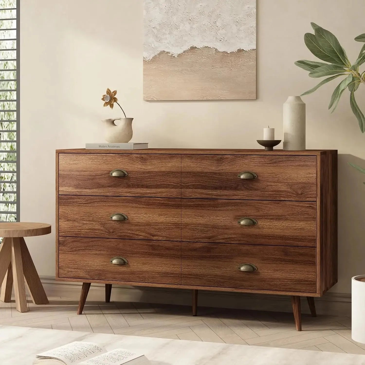 Brown 6 Drawer Dresser-Berkana Home | Walnut Brown Dresser Brown 6 Drawer Dresser-Berkana Home | Walnut Brown Dresser